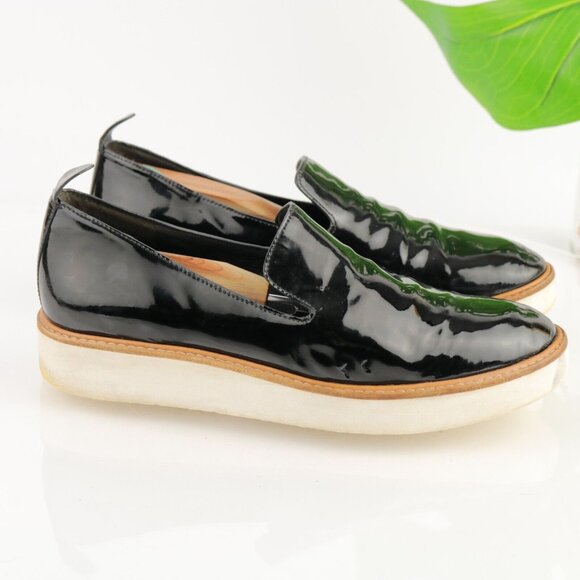 Vince Womens Sanders Loafer Size 8 Black Patent Sporty Platform Slip On Shoe - Picture 7 of 12